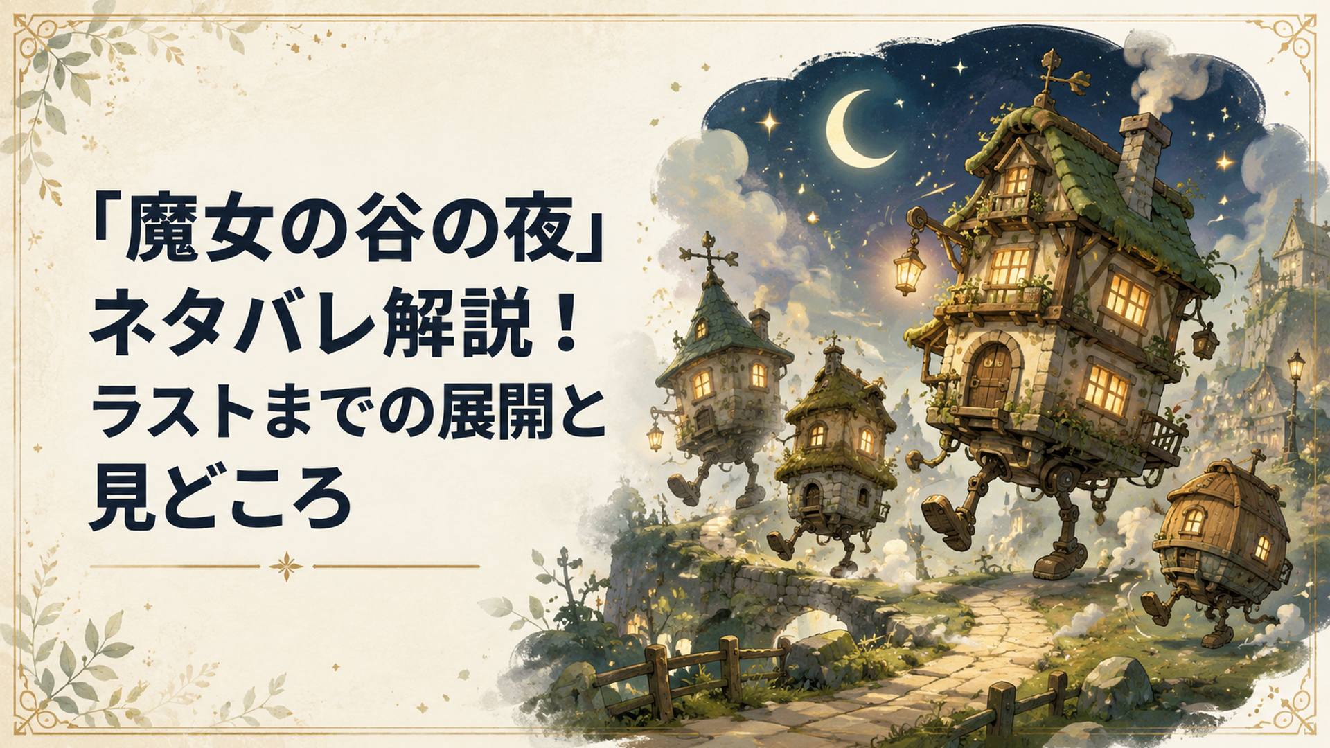 夜の魔女の谷で建物たちが一斉に動き出す幻想的な光景