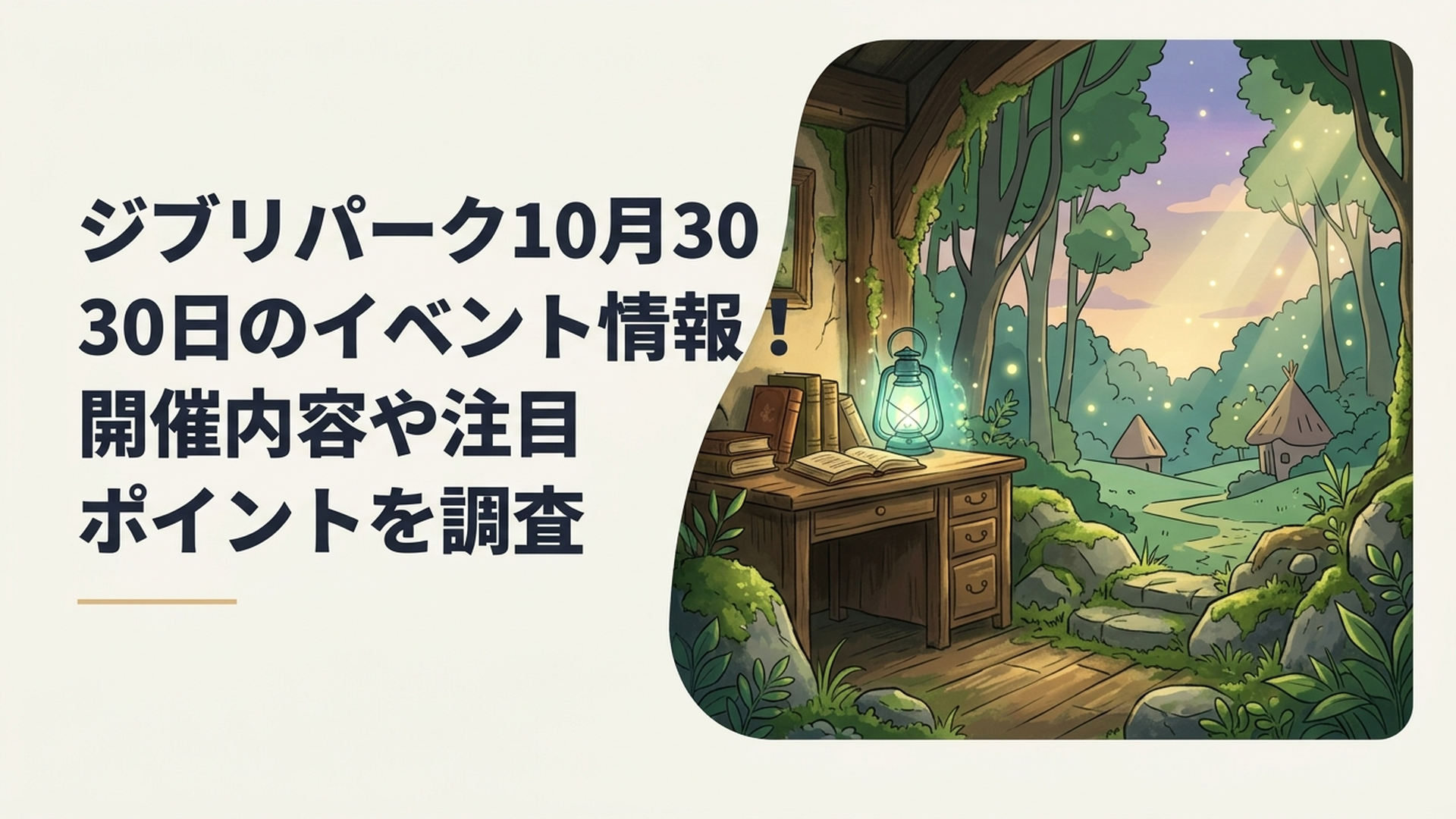 夕暮れから夜に変わるジブリパークの魔女の谷ともののけの里